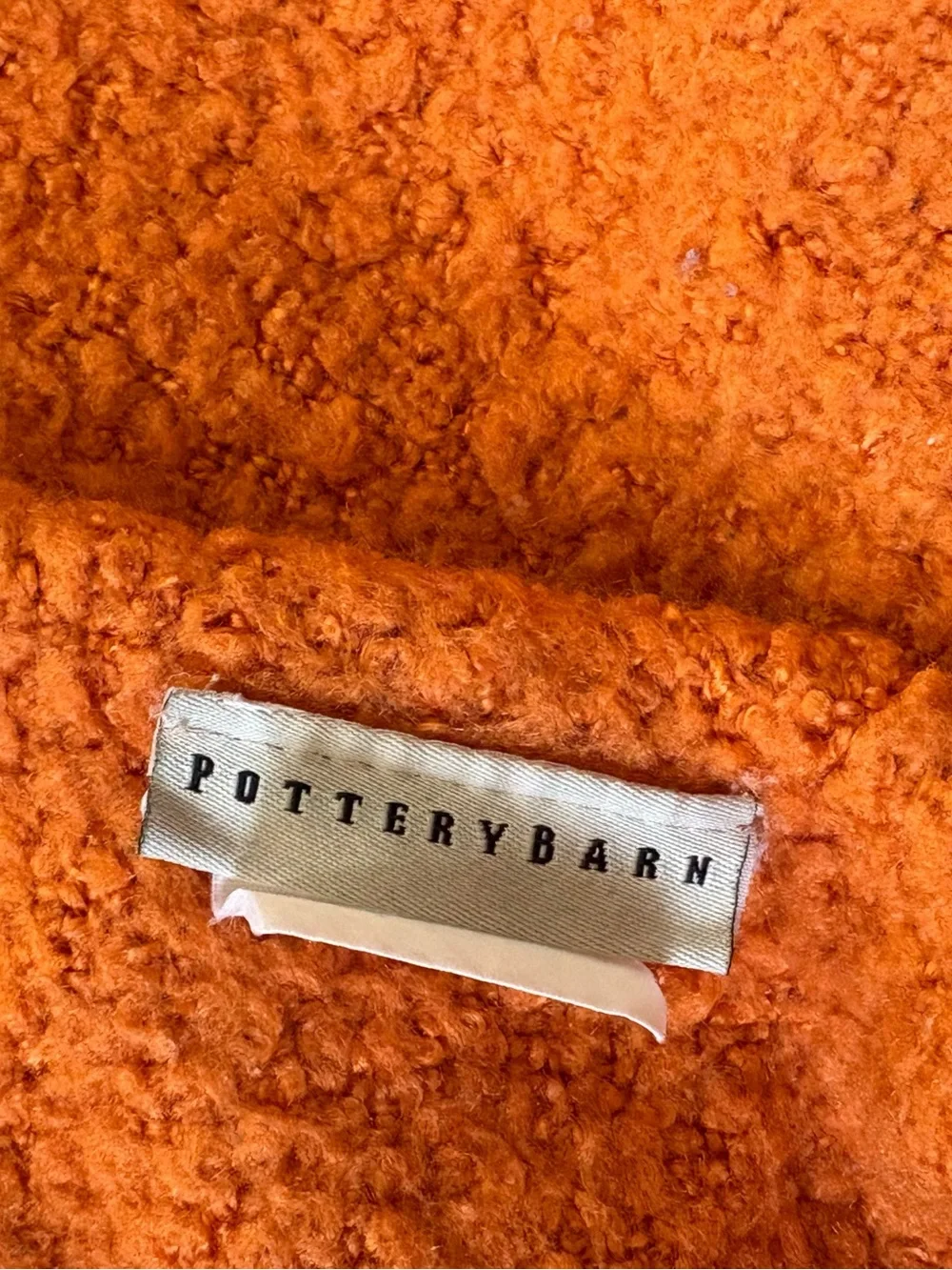 Pottery Barn Cozy Orange Fringe Throw Blanket 50